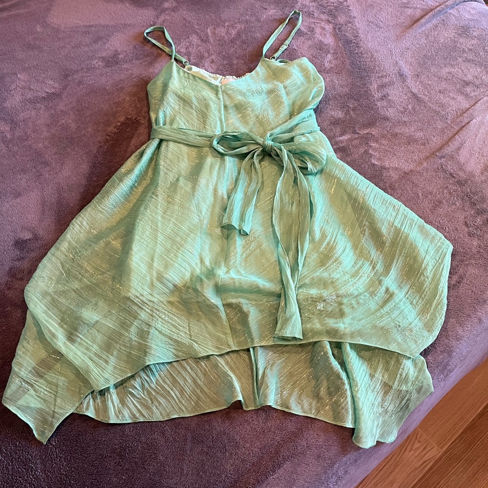 Anthropologie, HD in Paris Flowy Belted Green Dress - Size 6 Petite